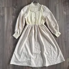 サンプル品】Sheglit シェグリット フリル襟 ロングワンピース 生成