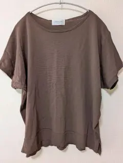 オペークドットクリップ 半袖 ニット ブラウン