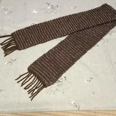 ブラウンストライプマフラー フリンジ付き