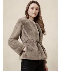 【美品】BANANA REPUBLIC フェイクファータイウエストジャケット