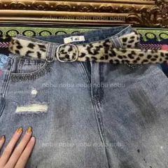 Y2K fur belt ファーベルト AFB sk8 leopard 00s