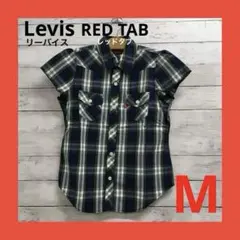 美品 リーバイスレッドタブ 半袖シャツ レディース M グリーンチェック柄