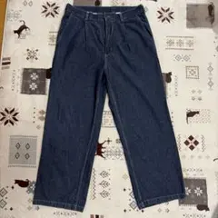 GU デニムバギースラックス L ネイビー 濃紺 ジーユー　メンズ