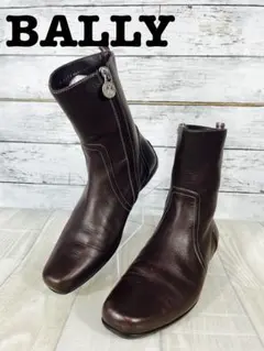 BALLY レザーショートブーツ　サイドジップ　23.5cm ブラウン