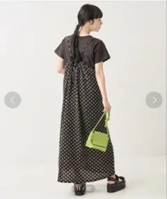 FREAK'S STORE フラワーストレッチレースキャミワンピース　黒