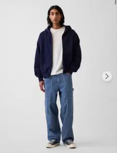 新品 GAP EXTRA BAGGY ペインターパンツ ストライプ 31W30Lのサムネイル