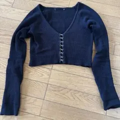 エイチアンドエムH &M リブ編み ブラック クロップドセーター