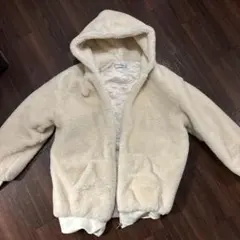 フリースジャケット フード付き アイボリー