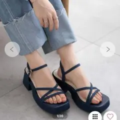 WEGO バルキーヒール細ストラップサンダル デニム Lサイズ 24.5cmのサムネイル