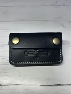 本革製　アメカジ　ハンドメイド　ブラック　ミニトラッカーウォレット
