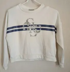 GUESS ラメ入りロゴプリントトレーナー