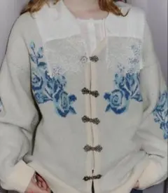 idem イデム　flower china cardigan