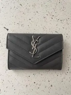 超美品Saint Laurent グレー 折り財布