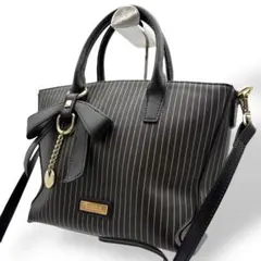 美品 バルコス BARCOS ハンドバッグ 2way レザー ブラック リボン