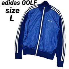 adidas GOLF ナイロン切替ジップニット　ゴルフウェア　メンズＬ　青