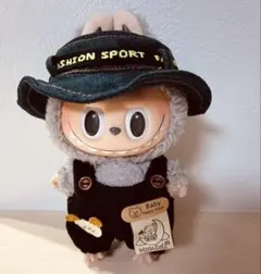 ラブブぬいぐるみ服　デニム帽子と黒いズボンの着せ替え　15/17センチ　秋服