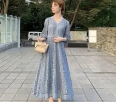 &.nostalgiaのレースVネックワンピ