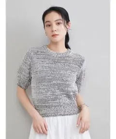 Mila Owen ミックスヤーンハーフスリーブニット