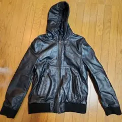 本革 フード付　シングルライダースジャケット 38 モノマート
