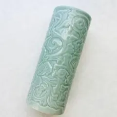 花瓶 仏壇用花瓶 青磁唐草投入 花立て仏花 シンプル モダン 陶器和風 仏具