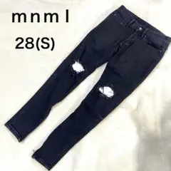 mnml ミニマル クラッシュ ダメージ ブラックデニム スキニー 28 y2k