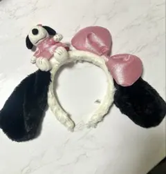 スヌーピー カチューシャ 黒耳 ピンクリボン　USJ