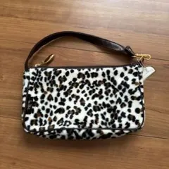 未使用　ヒョウ柄ファーバッグ・ポーチ　難あり