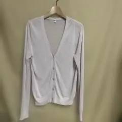 UNIQLO Vネックカーディガン長袖 ライトグレー M