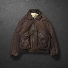 レザーA2ジャケットドリズラーブラウンLゆったり目地図ヴィンテージ短丈y2k
