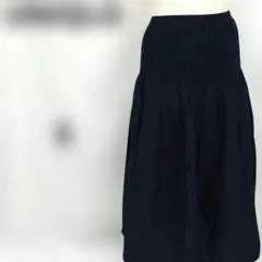 ユニクロ ロングスカート 紺シャーリングウエストゴム <S> UNIQLO㊷のサムネイル