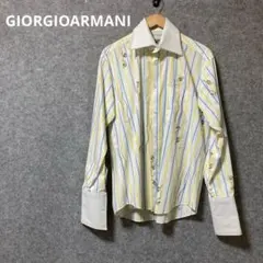 ✨GIORGIOARMANIストライプ柄 花柄刺繍 長袖シャツのサムネイル