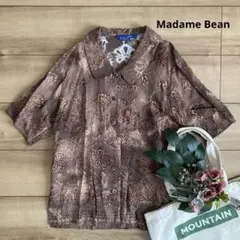 【マダム•ビーン伊万里】総柄ブラウス　花柄　シアー　レトロ