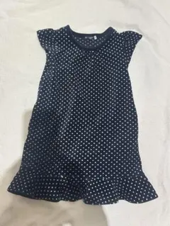 BeBe ネイビー水玉フリルワンピース 110