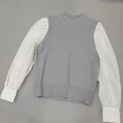 GU グレー リブ編み 長袖トップス