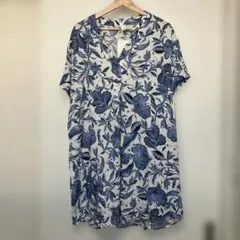 ZARA 花柄 半袖チュニック ワンピース　Vネック タグ付き　未使用