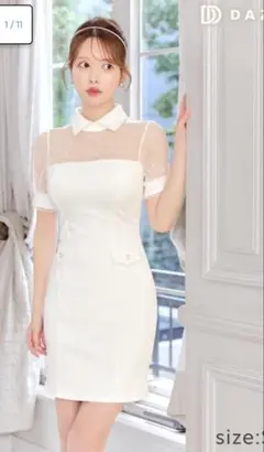 DAZZYキャバドレス　ホワイト透け感ドレス　M
