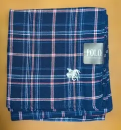 POLO チェック柄 ハンカチ ネイビー