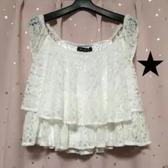 新品！総レースカットソー＊フリルブラウス＊Mサイズ
