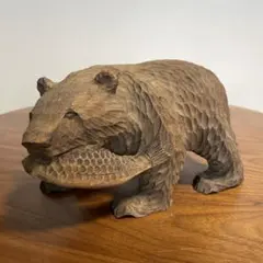 昭和レトロ 木彫り熊 鮭 北海道 民芸品 大型 (34cm) - メルカリ