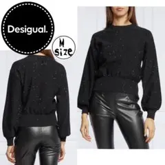 Desigual マイクロスパンコール付きニットセーターブラックニット Mサイズ