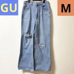 GU Mサイズ ダメージストレートデニム