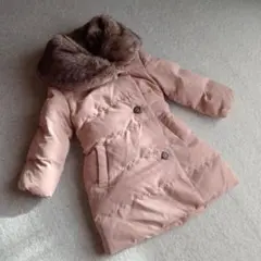 【未使用】branshes 110 ファー付き ミルクティー ロングダウンコート