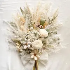 ウェディングブーケ ドライフラワー 前撮りブーケ ホワイトベージュ ナチュラル
