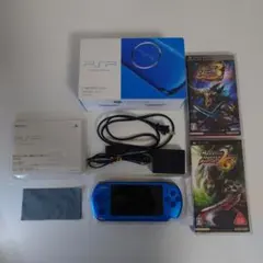 SONY PSP 本体 青色 バッテリーなしジャンク品 ゲームソフト付き