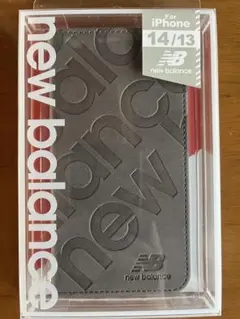 new balance iPhone 14/13 手帳型ケース グレー