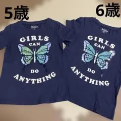 OshKosh スパンコール 蝶々 Tシャツ 5歳　6歳　2枚セットのサムネイル