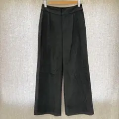 美品✦OFUON ワイドパンツ S 黒ブラック ウエストゴム 厚地 裏地付
