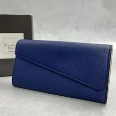 Christian Dior ネイビー レザー バイカラー 長財布 9579のサムネイル