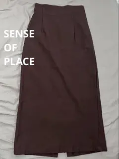 【美品】SENSE OF PLACE ストレッチハイウエストスカート(サスペ付)のサムネイル