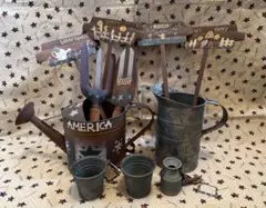 ガーデンセット　ブリキ水差し　ジョーロ